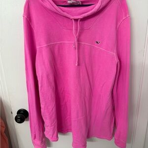 Vineyard Vines Pink Oversized Polo Collar Sweatshirt
